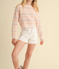 Heart & Arrow - Floral Pointelle Knit Sweater