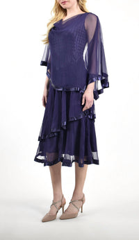 Komarov - Caplet Overlay Layered Hem Dress