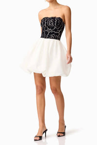 ELLIATT Eris Strapless Mini Dress in black white 2 - women's dress - view 5