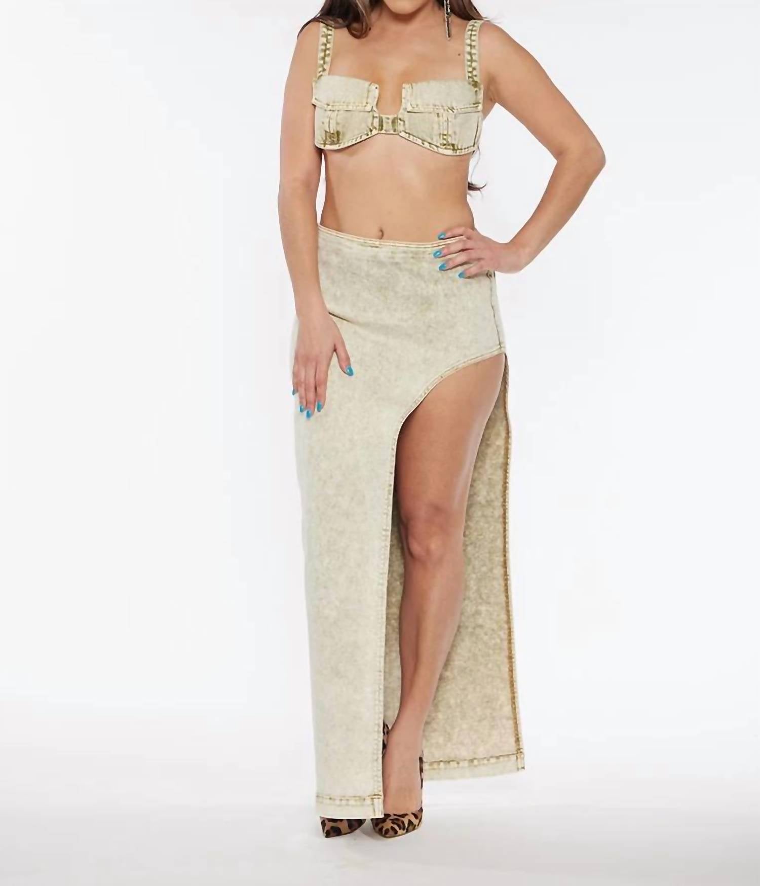 Circular Path - Pocket Denim Bikini Top