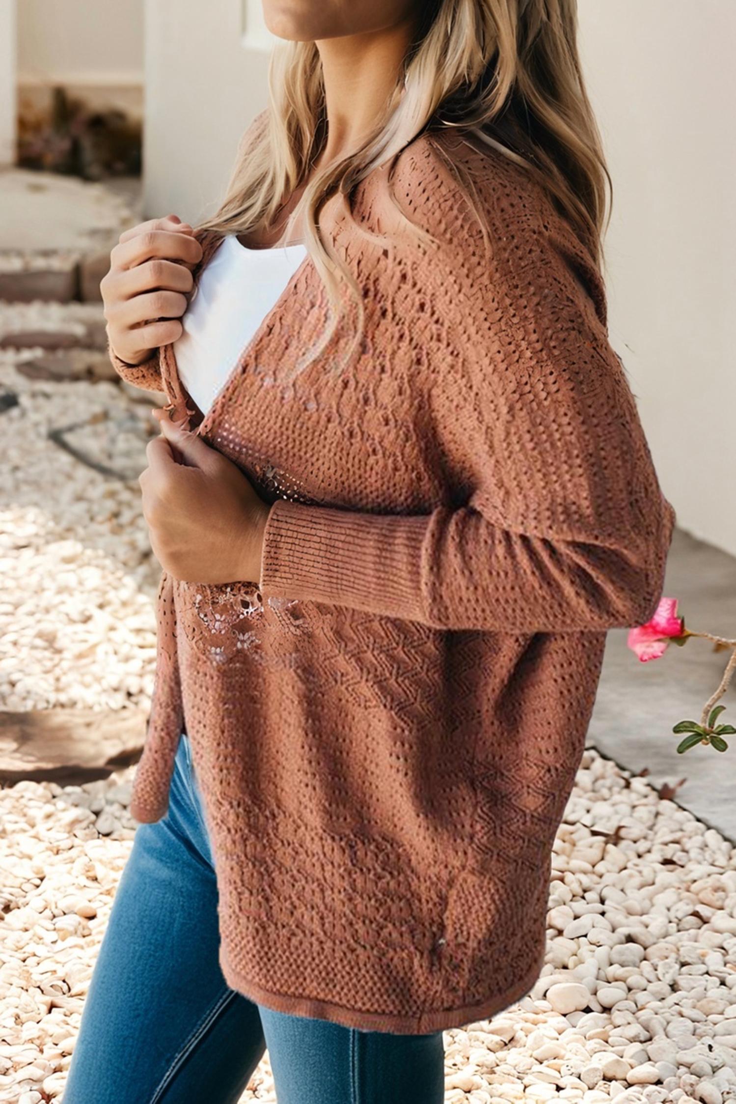 Little Daisy Closet - Big Dreams Open Front Knitted Crochet Cardigan