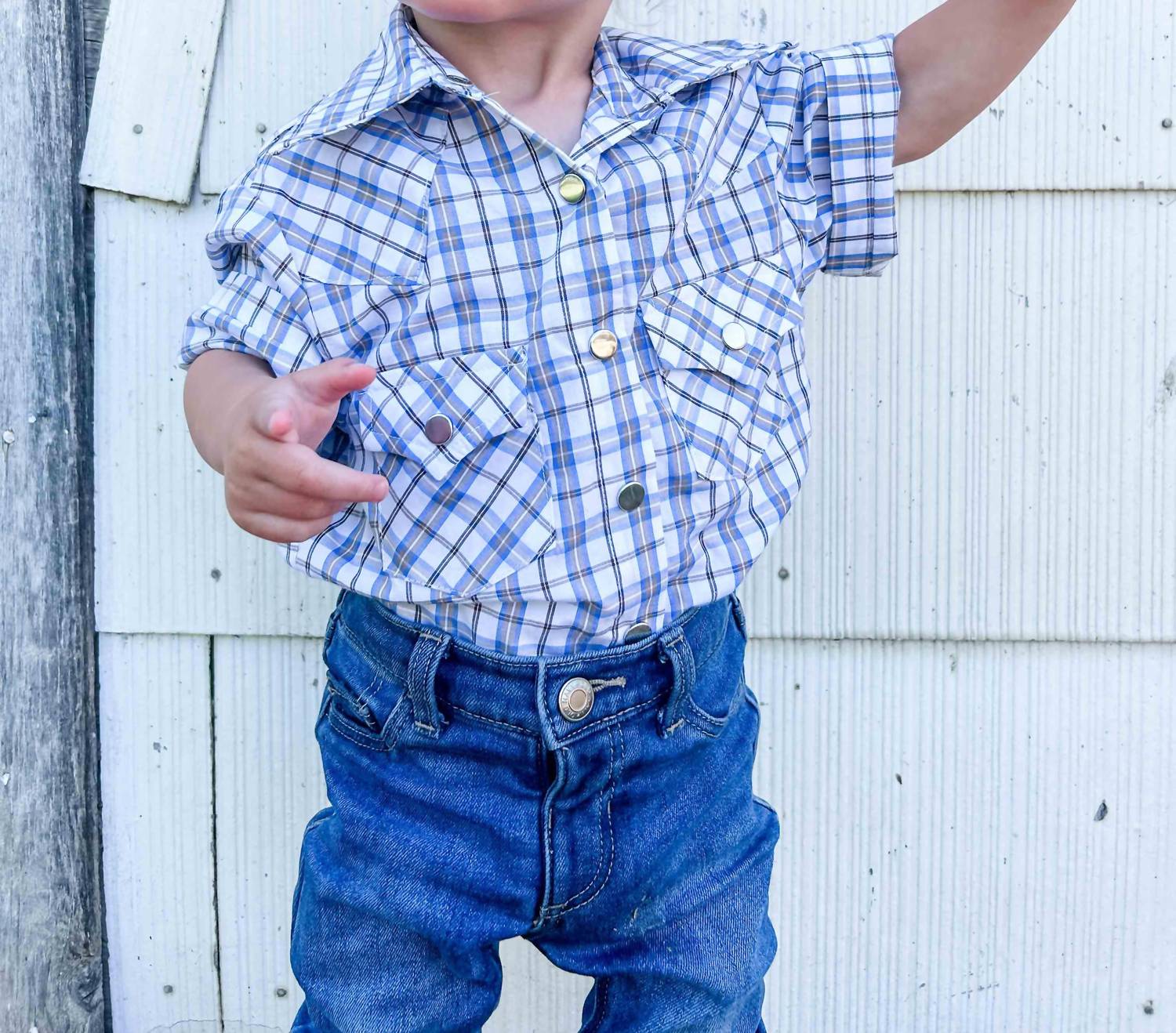 American Farm Company - Boys Youth Plaid Pattern Metal Snap Shirt
