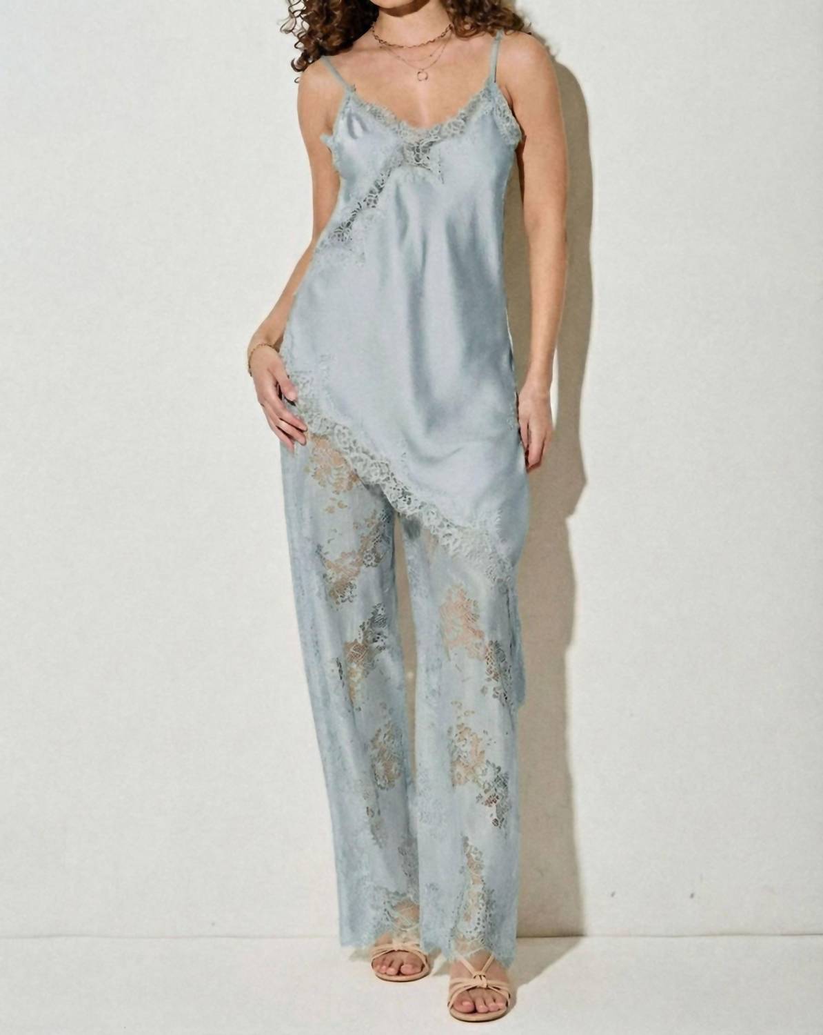 Silver Rose - Chic Cami And Lace Pant Set