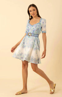 Hale Bob - Kara Blue Floral belted Dress