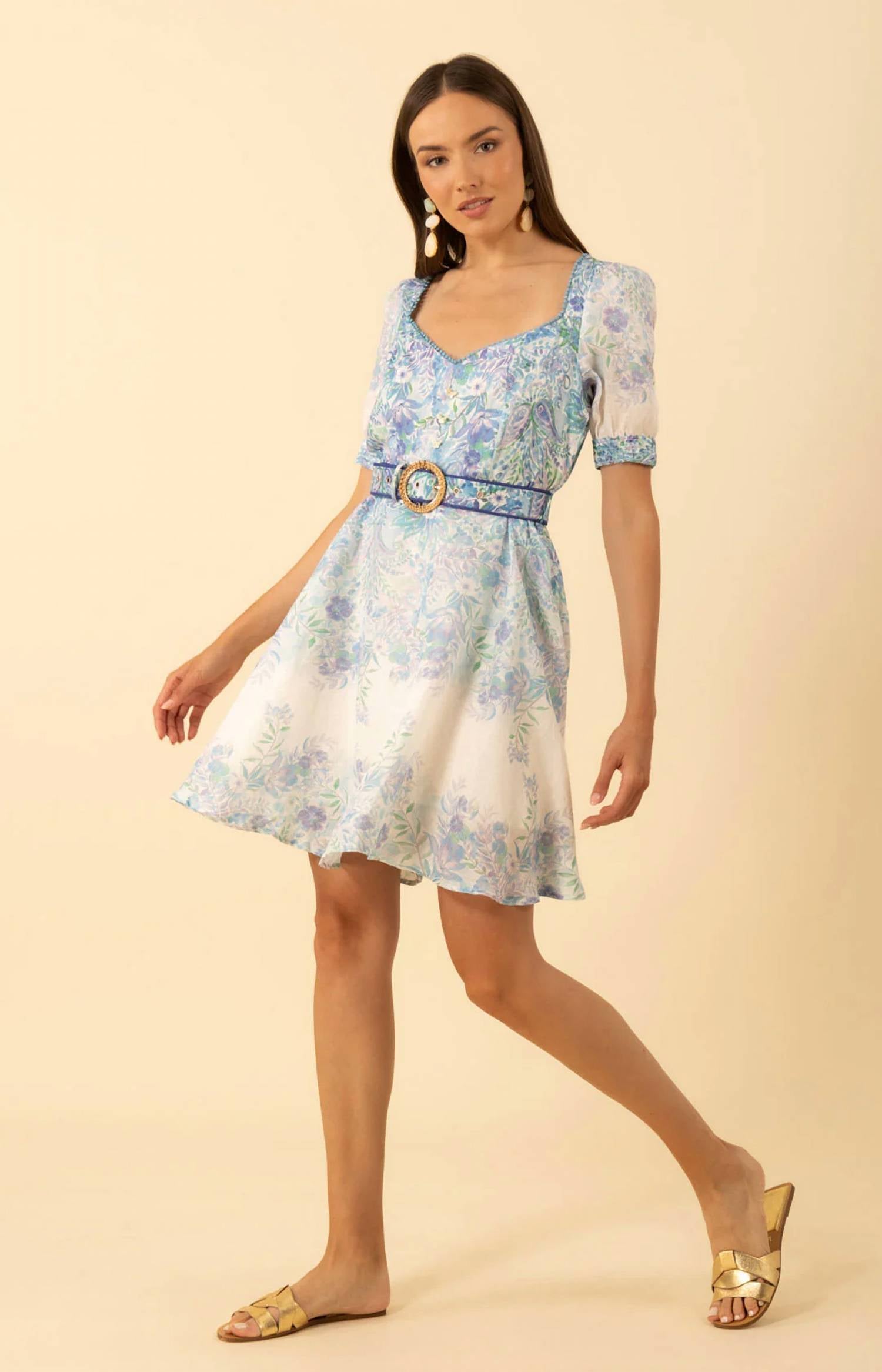 Hale Bob - Kara Blue Floral belted Dress