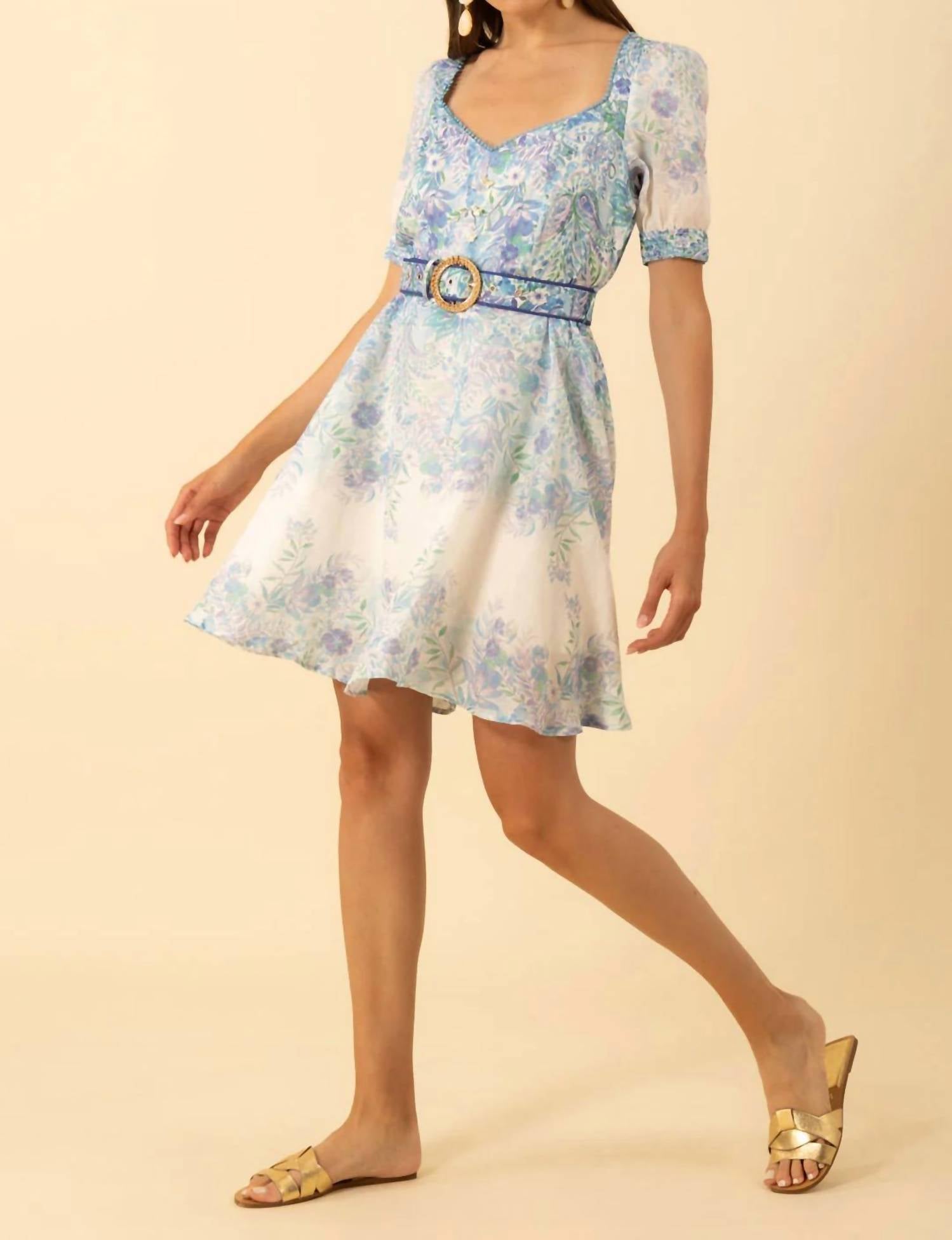 Hale Bob - Kara Blue Floral belted Dress