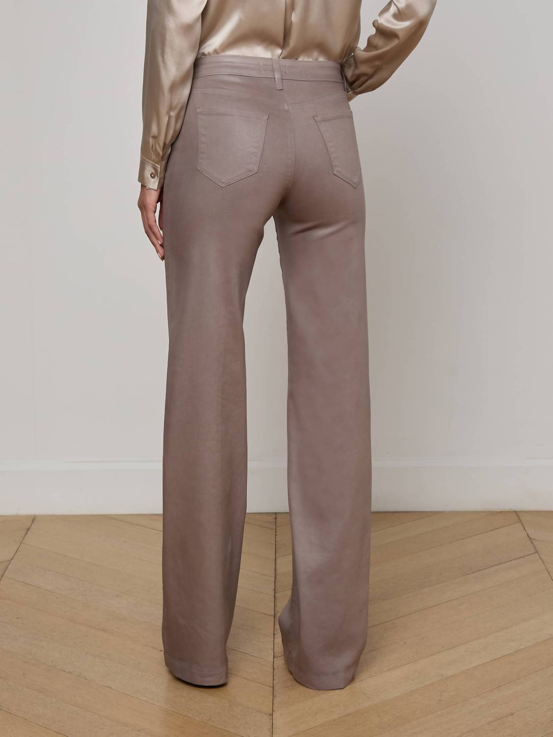 L'Agence - Driftwood Coated Clayton Coated Wide-leg Jean