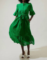 Sugarlips - Eyelet Button Down Midi Dress