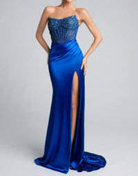 PORTIA&SCARLETT Stunning Satin Daring Prom Gown in royal - women's dress