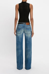 VICTORIA BECKHAM Sleeveless High Neck Bodysuit in black - women's shirt - detail view