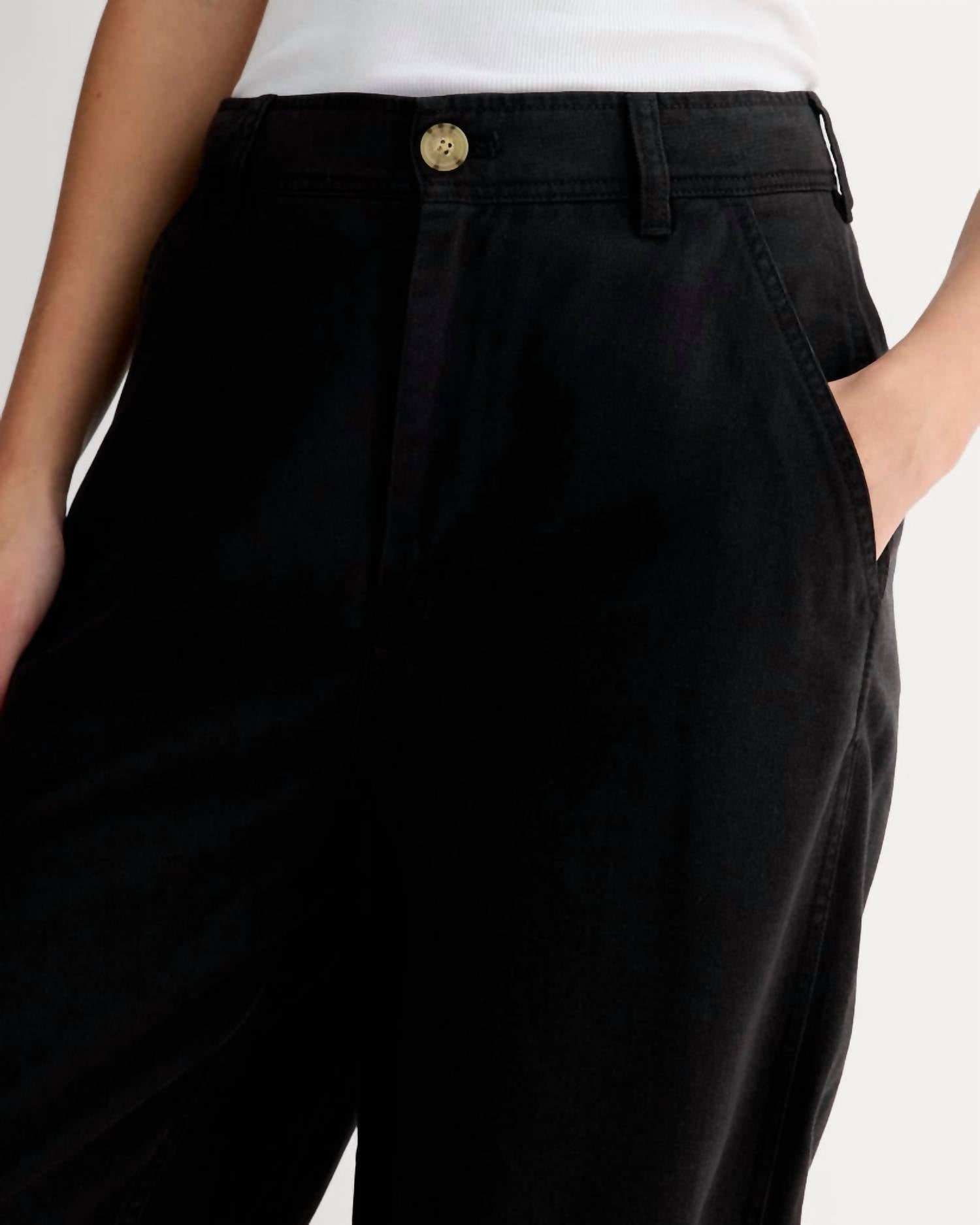Everlane Tencel Relaxed Tapered Chino Pants in black - women's pants - alternate view
