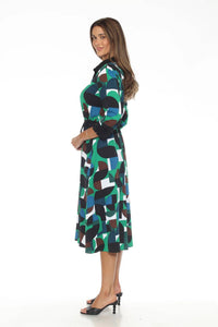 Joseph Ribkoff - Geometric Print Midi Shirt Dress