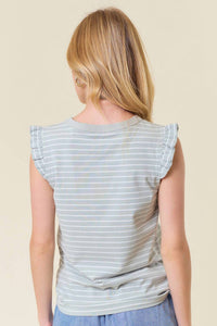 Doe And Rae - Ruffle Sleeveless Floral Tank