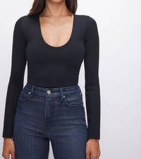 Good American - Scuba Scoop Neck Long Sleeve Bodysuit