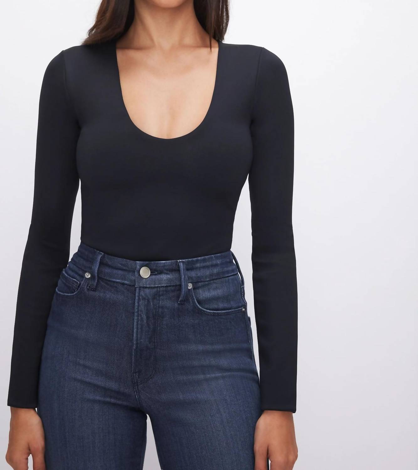 Good American - Scuba Scoop Neck Long Sleeve Bodysuit