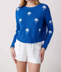 Z Supply Sienna Palm Sweater in nautical 1 - women's sweater - detail view