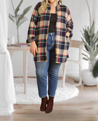 Adora - Pretty Check Shirt Jacket - Plus