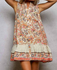 Pol - Printed Pintuck Spangle Button Down Dress