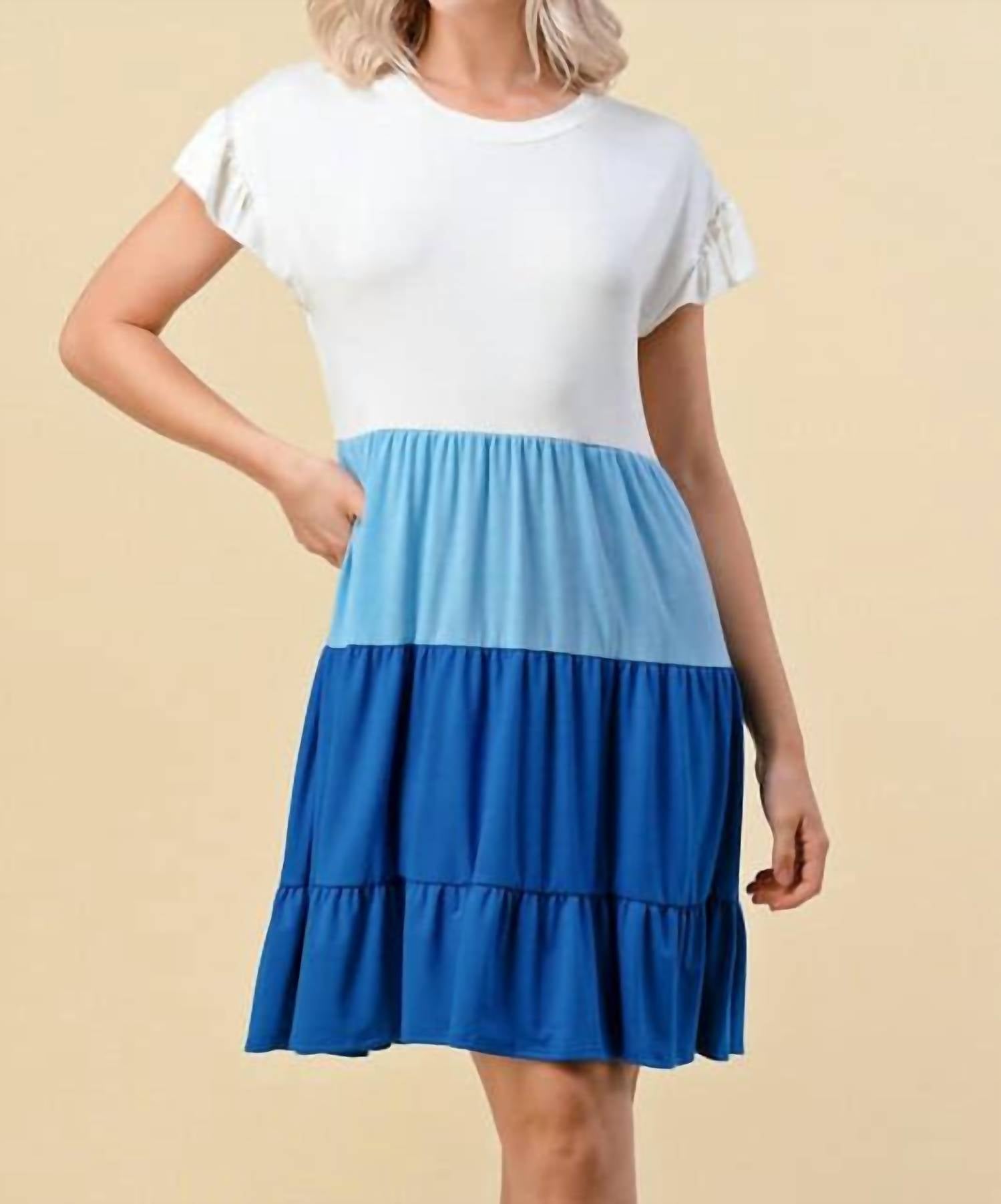 First Look - Block Round Neck Ruffle Dress