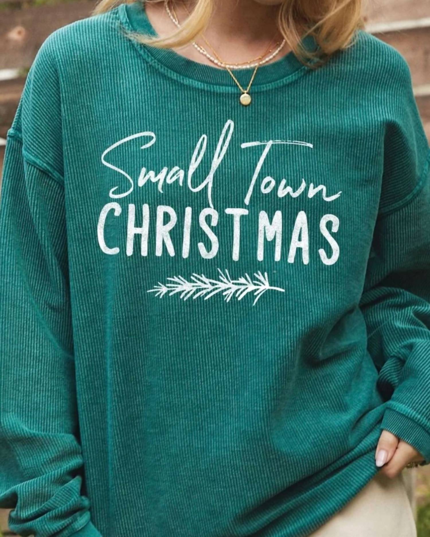 Oat Collective - Small Town Christmas Thermal Vintage Sweatshirt - Plus