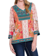 John Mark - Embroidered V-neck Top