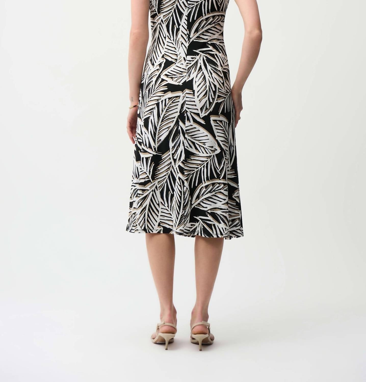 Joseph Ribkoff - Boat Neck Leaves Midi Dress