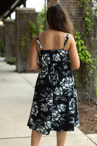 Michelle Mae Cassidy Midi Dress in black and white floral - women's dress - alternate view