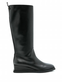 Salvatore Ferragamo Women's Wayde Leather Wedge Boots in black - women's shoe - view 153