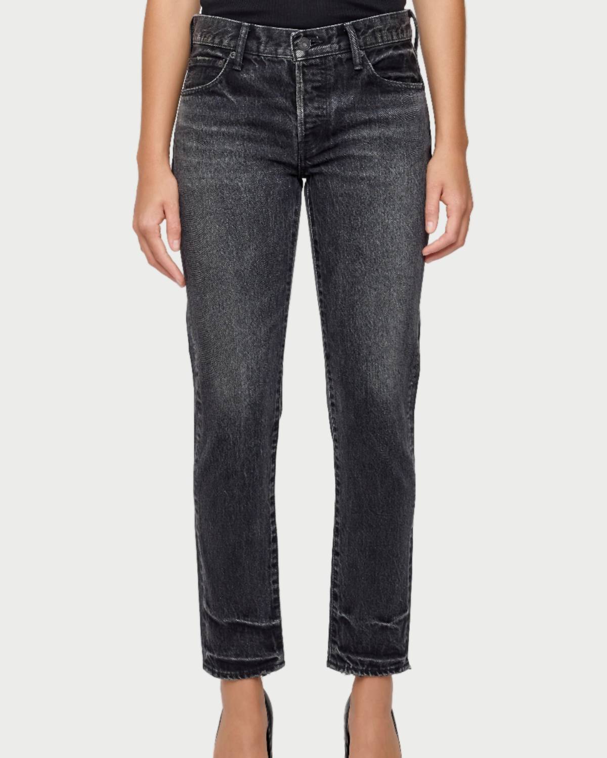 Moussy Seville Tapered Jeans in black - women's jeans