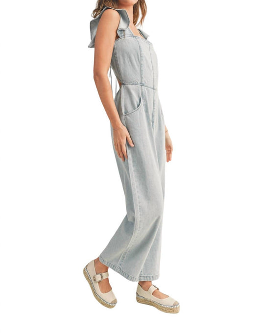 Rivet Apparel Co. - Miranda Ruffled Sleeve Denim Jumpsuit