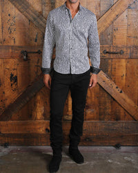 Eight X - Chevron Long Sleeve Button Down Shirt W/ Trim