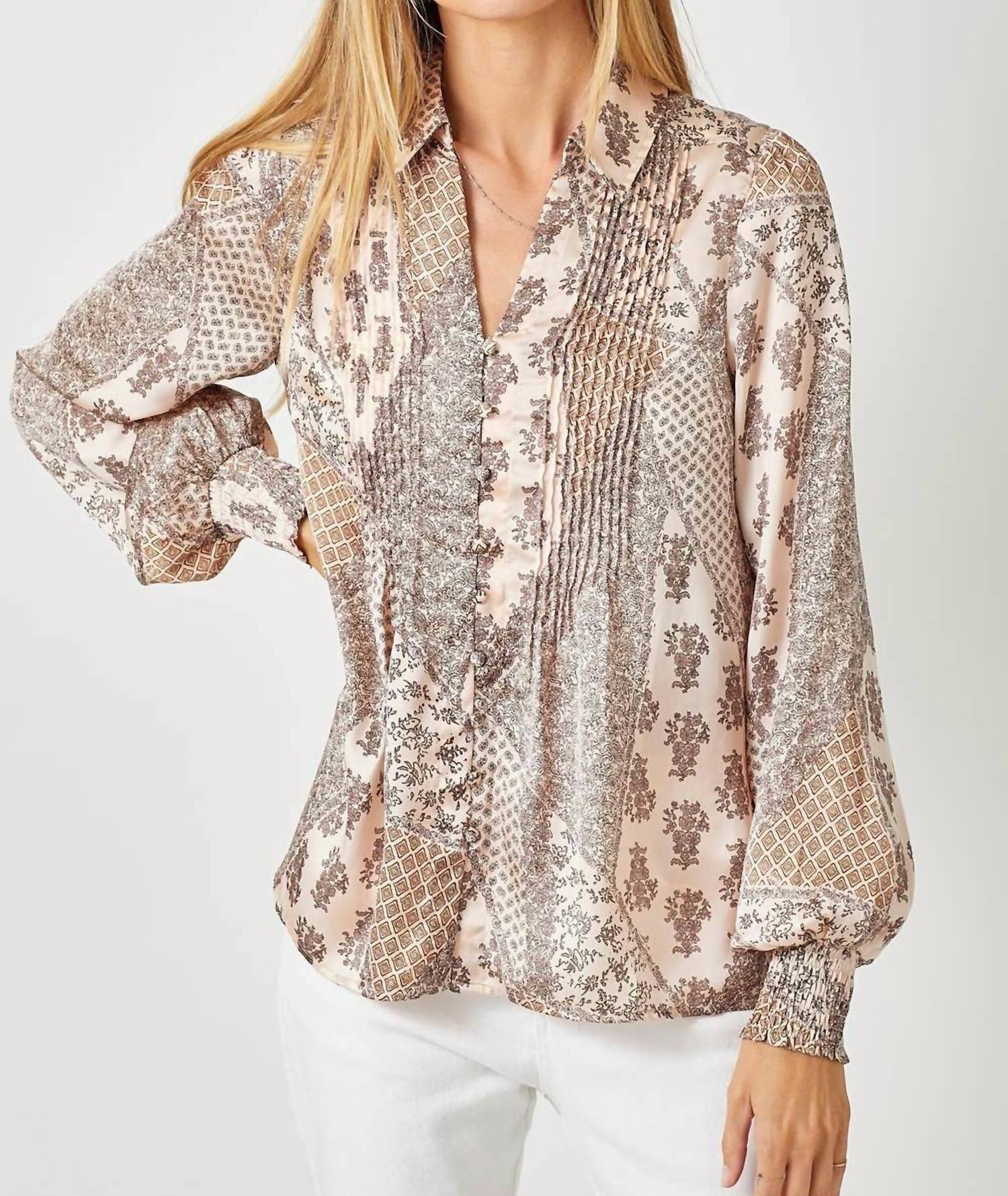 Mystree - Pintuck Print Blouse