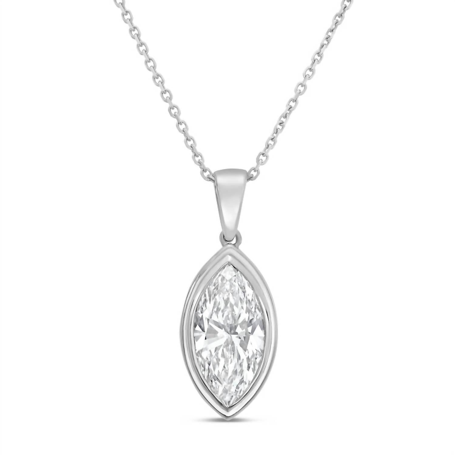 Diana M Jewels - Women's Marquise Lab-Grown Diamond Pendant Necklace (1.00 Ct) - Delicate