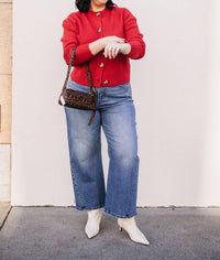 RD Style Long Sleeve Cardigan in red - women's cardigan - alternate view