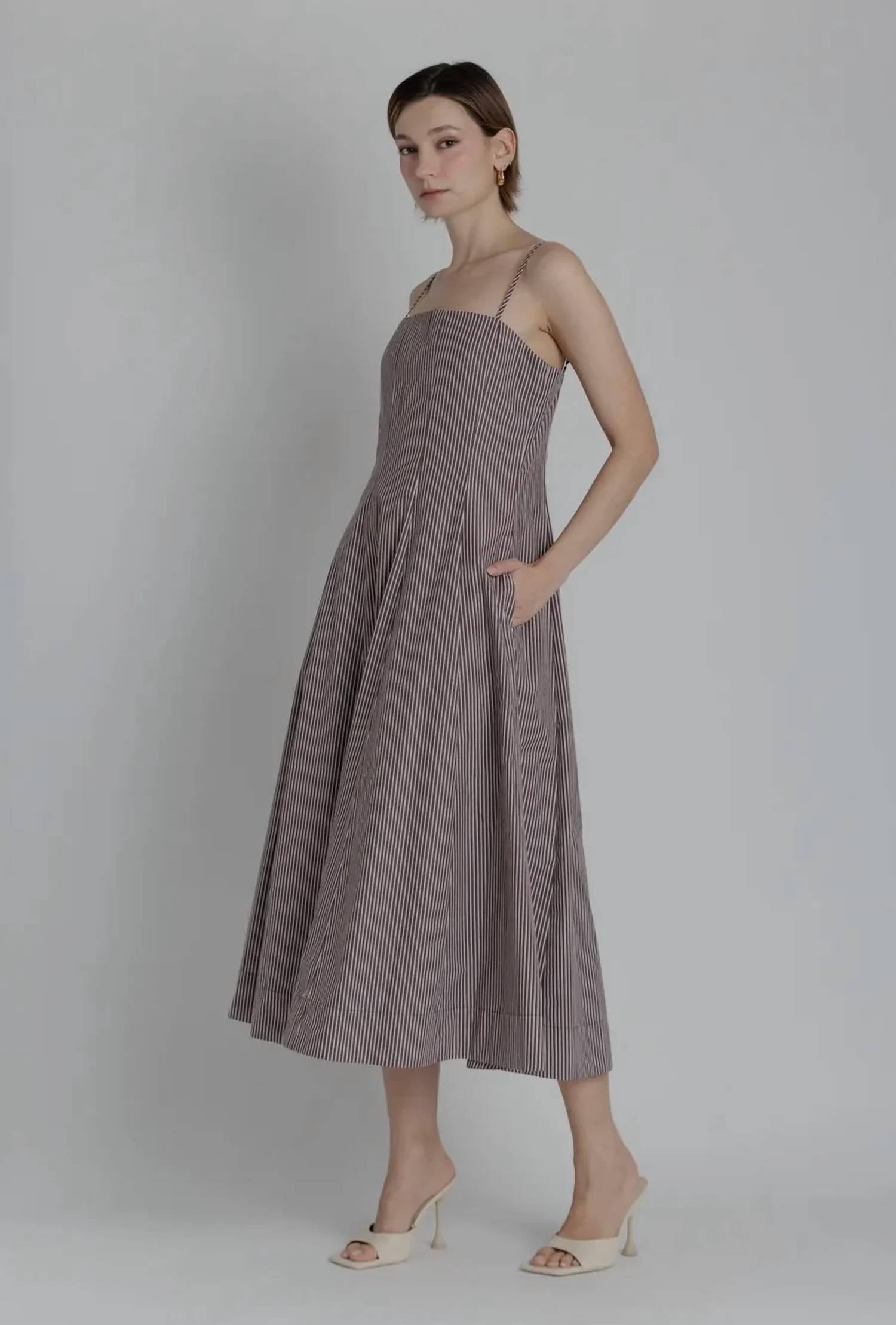 Aureum - Striped Panel Midi Dress