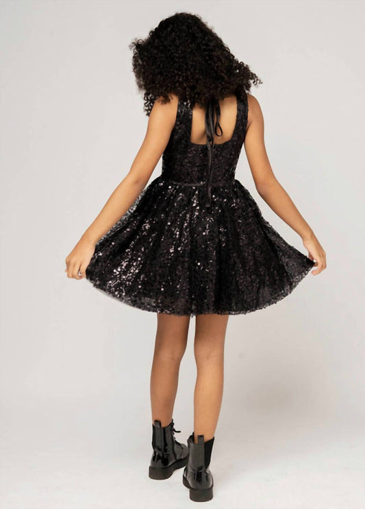 Miss Behave Girls - Girl's Harper Square Neck Open Back Sequin Tulle Dress