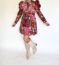 Karlie - Floral Frame Puff Sleve Shirt Dress