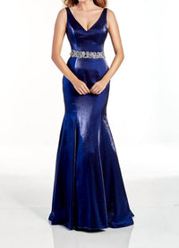 ALYCE PARIS Shimmer Satin Mermaid Gown in navy - women's dress
