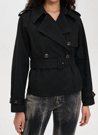 GOOD AMERICAN Cropped Trench Jacket in black - women's jacket - view 6