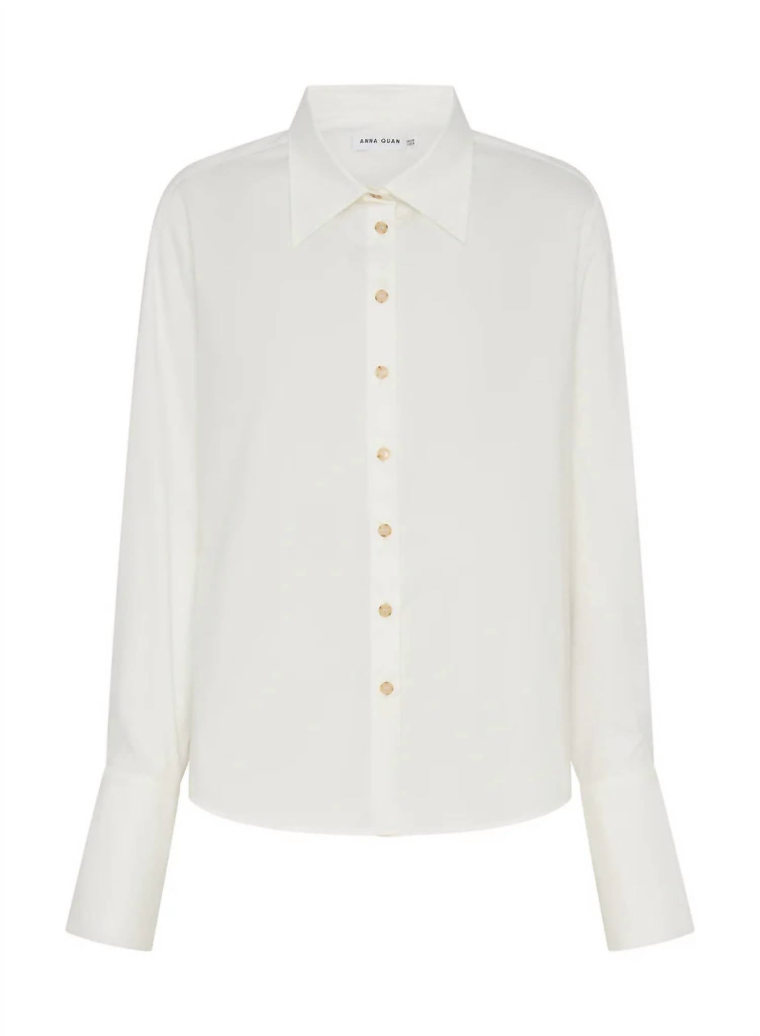 ANNA QUAN Odessa Long Sleeve Shirt in swan - women's shirt - detail view