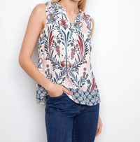 Charlie B - Printed Sleeveless Ruffle Neck Top