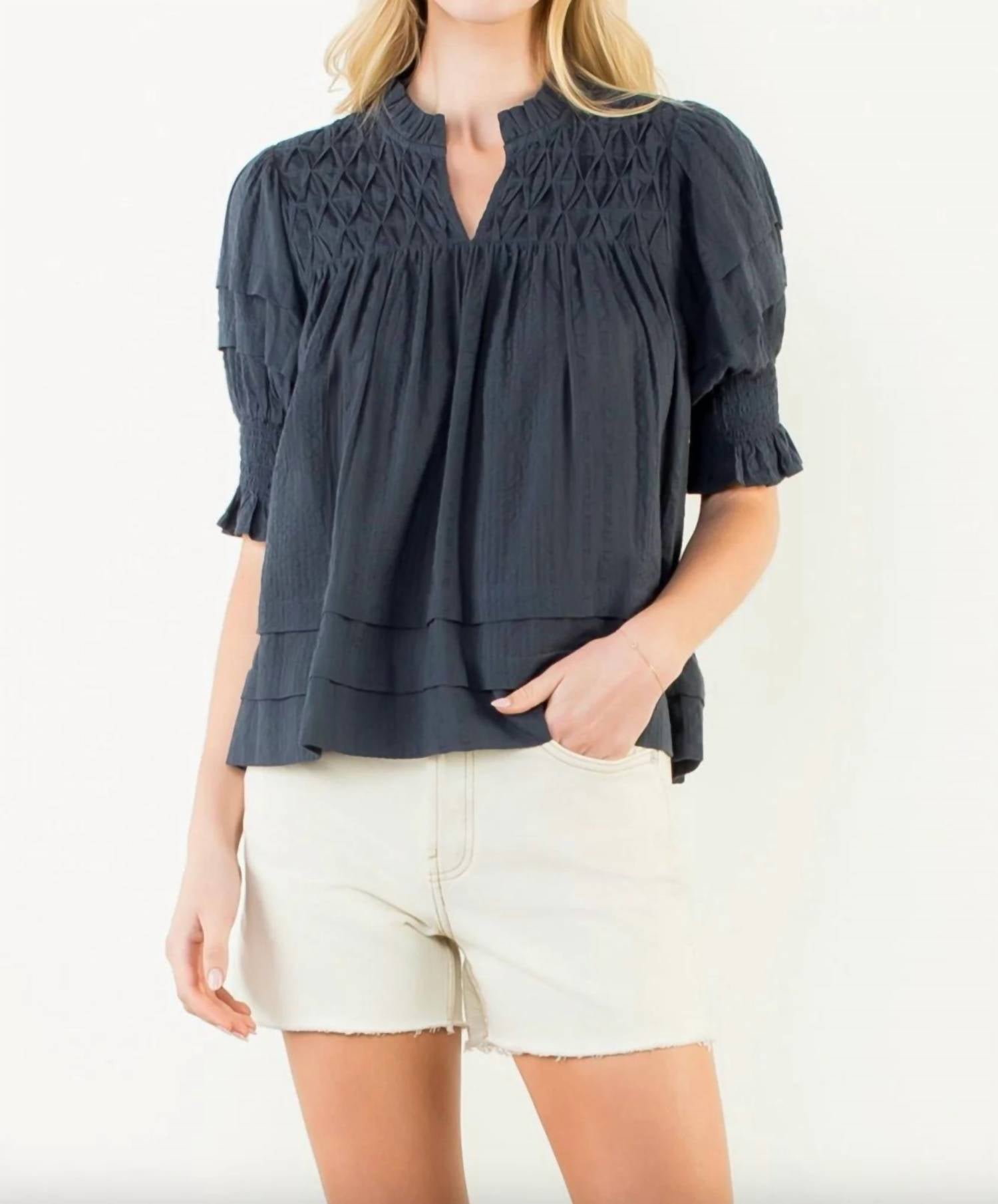 Thml - Short Sleeve Crinkle Detail Top