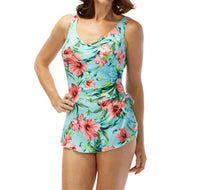Roxanne - D-cup Chlorine Resistant V-neck Sarong One Piece Swimsuit
