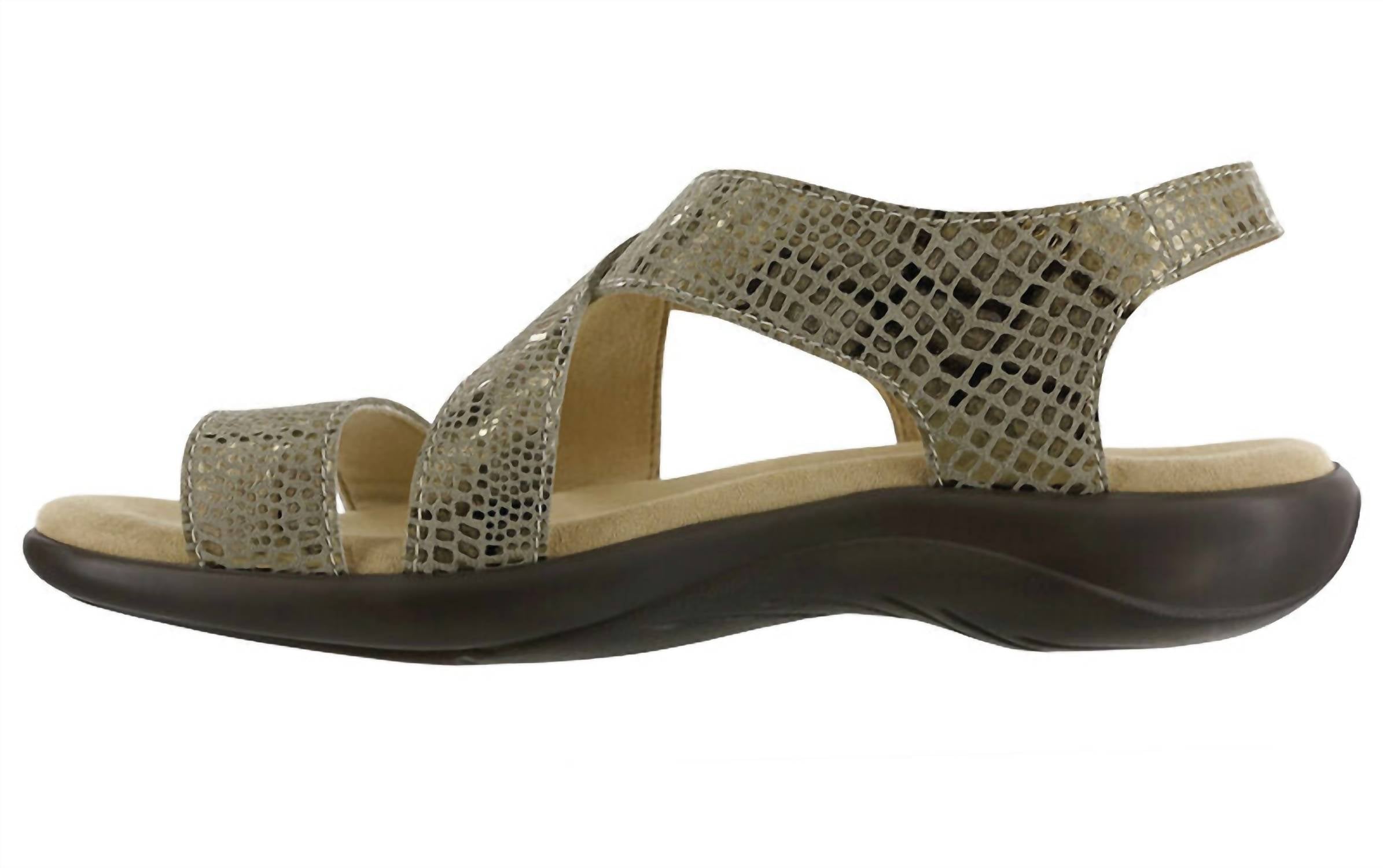 SAS Women's Laguna Cross Strap Sandal in olive gold - women's sandal - detail view