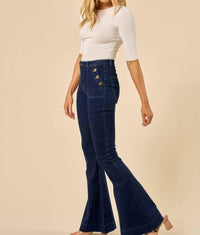 Saints & Hearts - Western Denim Flares With Side Buttons