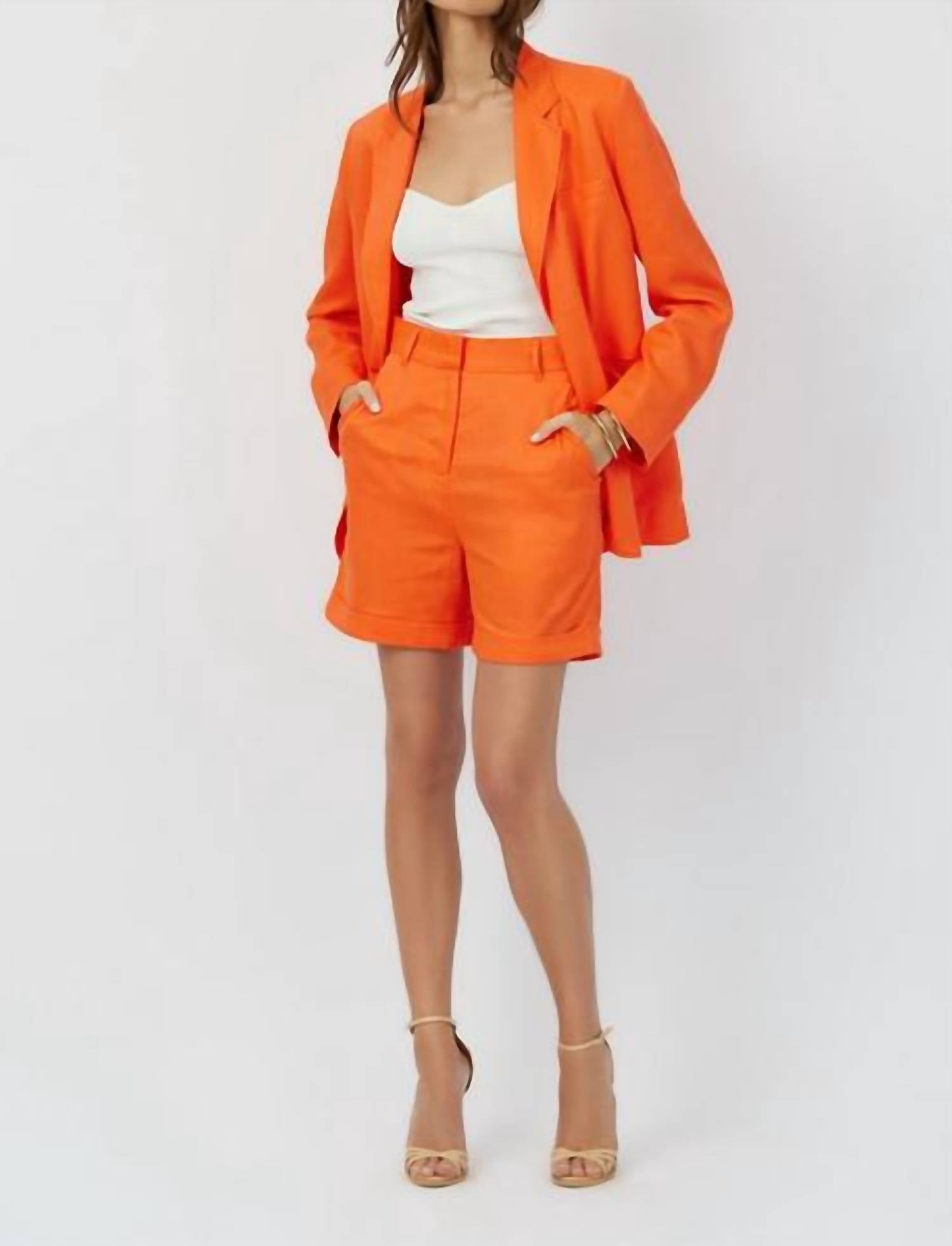 Grey/Ven Riley Single Breasted Blazer in orange crush - women's jacket - detail view