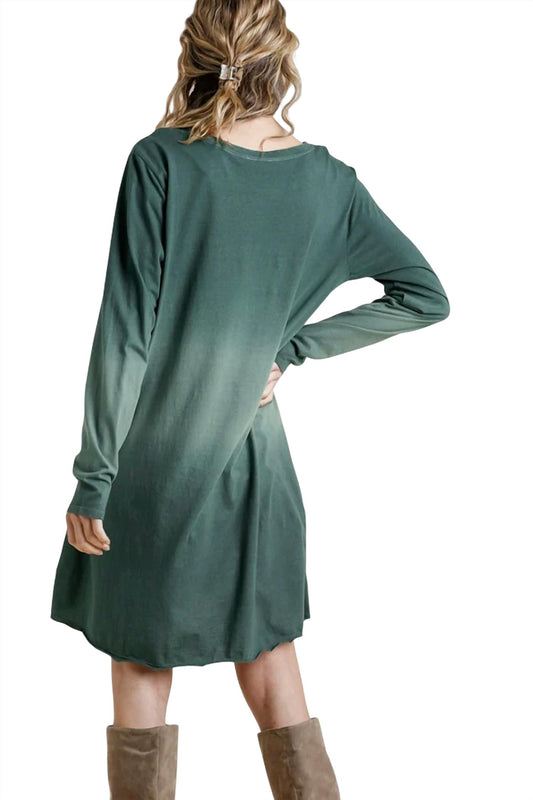 Umgee - Dip Dye Ombre Round Neck Dress