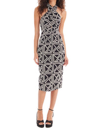 ALLISON NEW YORK Stella Midi Dress in black geo - women's dress - alternate view