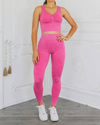 Surelymine - Wash Soft Ribbed Texture Scrunch Butt Pant Set