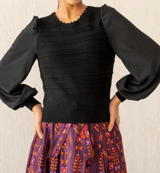 Banjanan - Rosie Crochet Mix Check Top